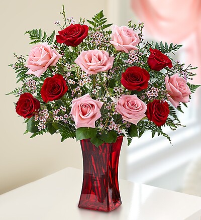 Shades of Pink and Red&amp;trade; Premium Long Stem Roses